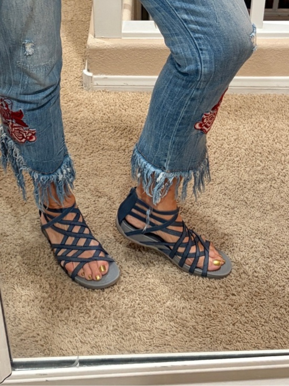 Croft & Barrow Hiking Sandals Navy Strappy Gladiator 9-9.5 Summer Footwear
